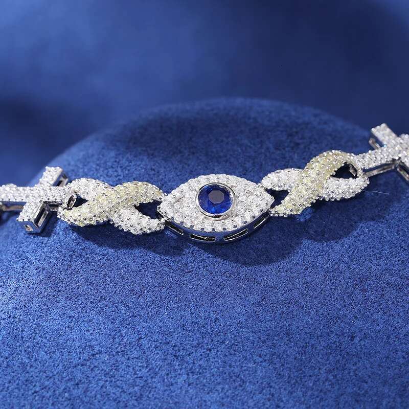 New Cross Infinity Symbol Evil Eye Charm Cuban Bracelet Cubic Zirconia Chain For Women Men Iced Out Hip Hop Party Jewelry