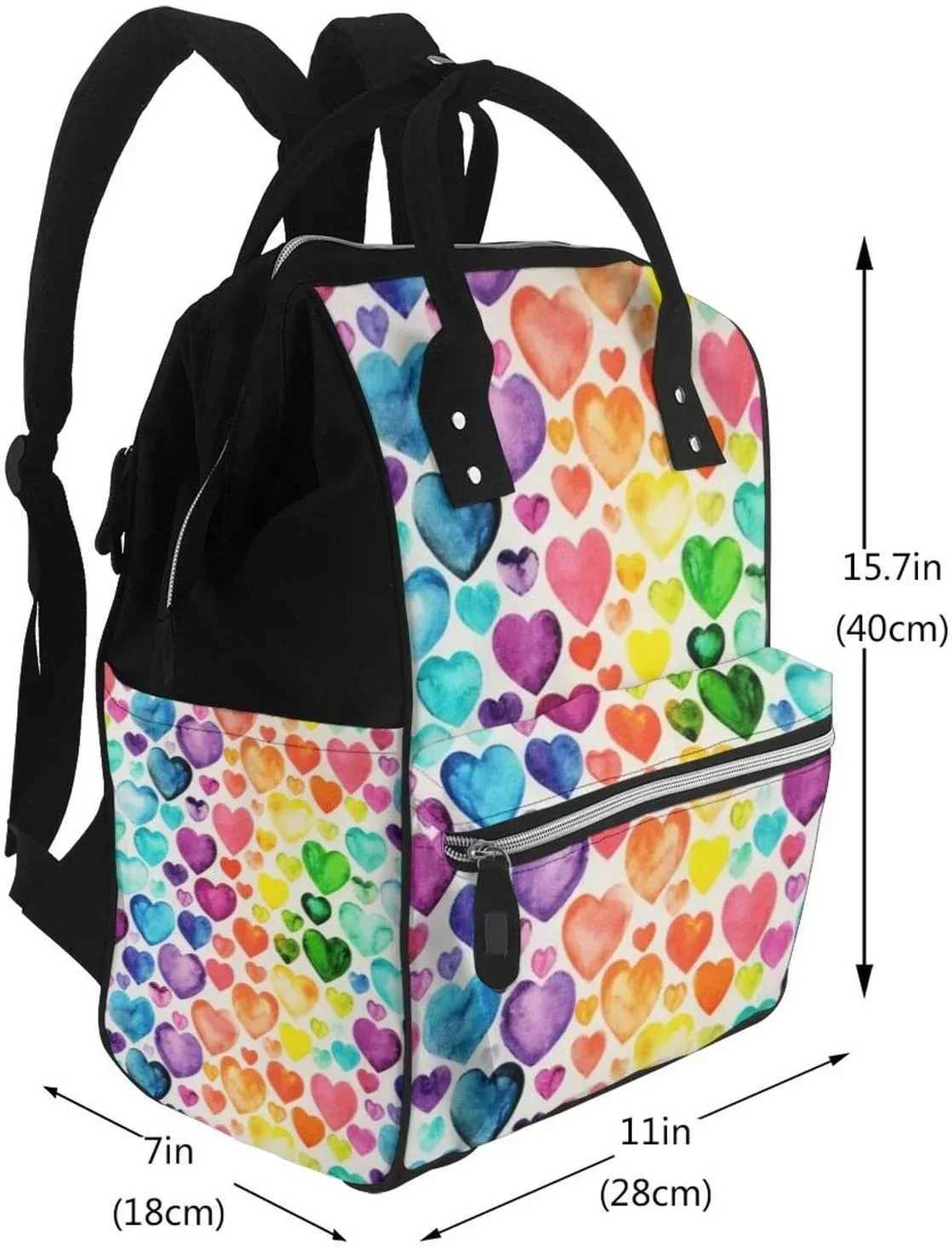 Diaper Bags Hearts Printed Mummy Backpack Diaper Bag Multi-Function Maternity Nappy BagsKid Bag with Laptop PocketStroller Straps Y250227MDL7