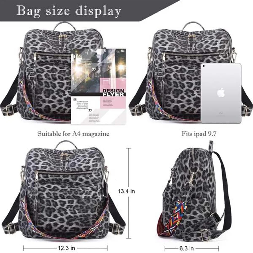 Ship from US Leather Leopard Print Backpack Purse for Women Fashion Multipurpose n Satchel Handbags Shoulder Bag Travel bag 250227FBB