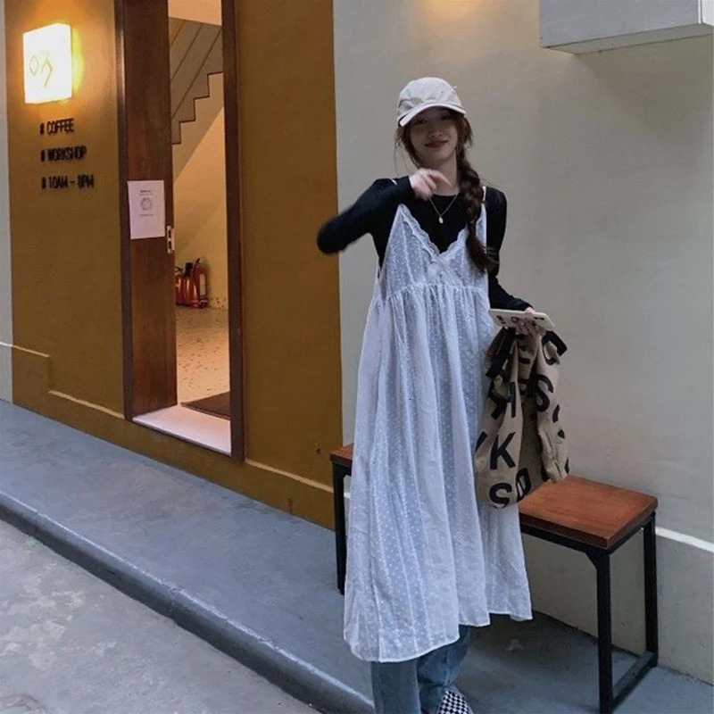 Korean Cute Beige White Lace Midi Dresses Women Summer Sexy Transparent Sleeveless Dress Elegant V-neck Slip Dress Cover-Ups 250222