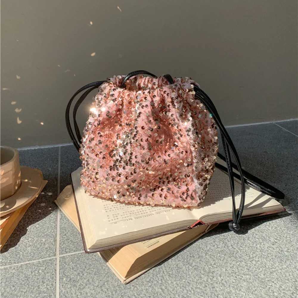 New Chic Sequined Shoulder Bags Fi Popular Bucket Bag Drstring Shing Crossbody Bag Designed Bags Bag Winter HandbagsXJ250227