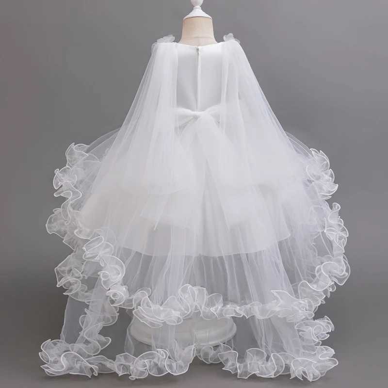 Girl's Dresses Children Princess Dresses Wedding Bridesmaid Wedding Dress Fluffy Dress Lace Trail Dress Childrens Wear Y250227V9P4