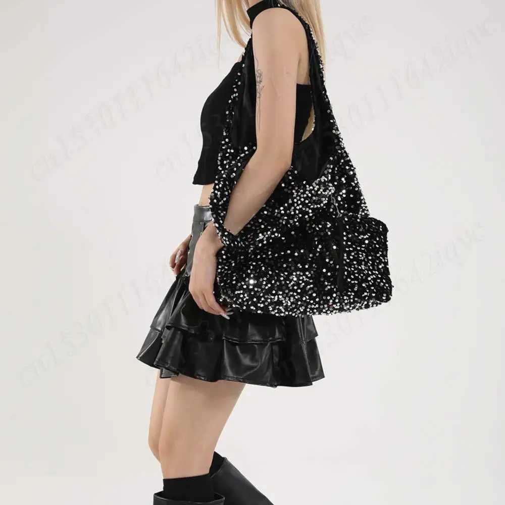 New Arrival Tote Bag for Women Sequin Hobo Bag Slouchy Trendy Underarm Bag for Work Travel Shopping T250227