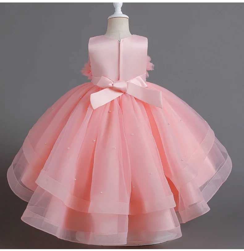 Girl's Dresses Solid Color Girl Evening Ball Gown Mesh Sleeveless Party Dress for Kids Baby Summer Children Cake Party Dress 3-12Years Y250227D94