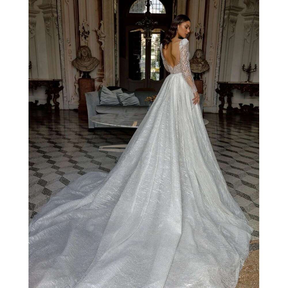 Mermaid High Neck Backless Beads Lace Pearls Wedding Dress Train Sweep Custom Bridal Dresses