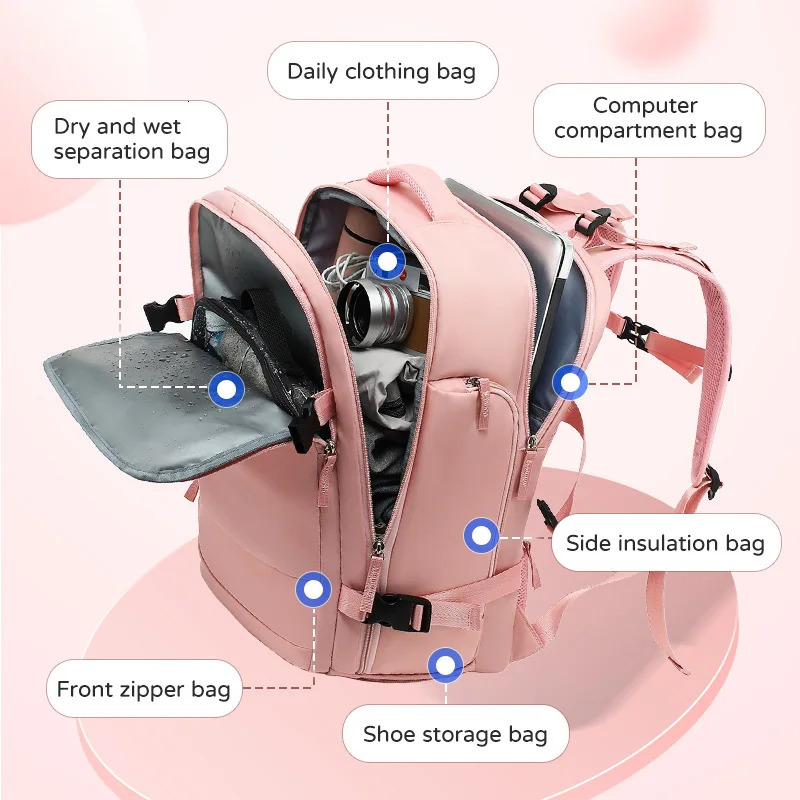 35L multifunctional waterproof mummy backpack travel bag shoulder bag USB charging laptop backpack with shoe pocket 250227