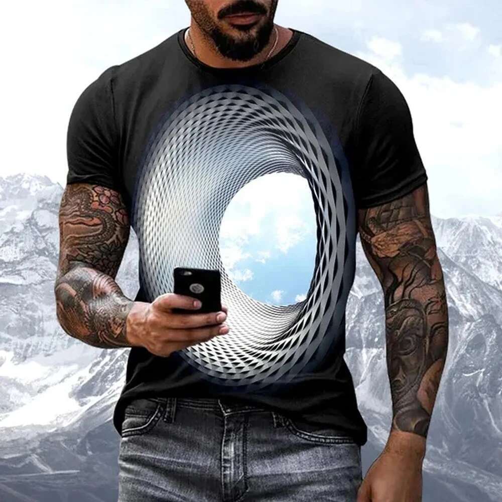 Fashion Personality Fun Sky Pattern Men's T-shirt Summer New Casual Designer 3D Vortex Print Comfortable And Breathable Men's Short Sleeved 