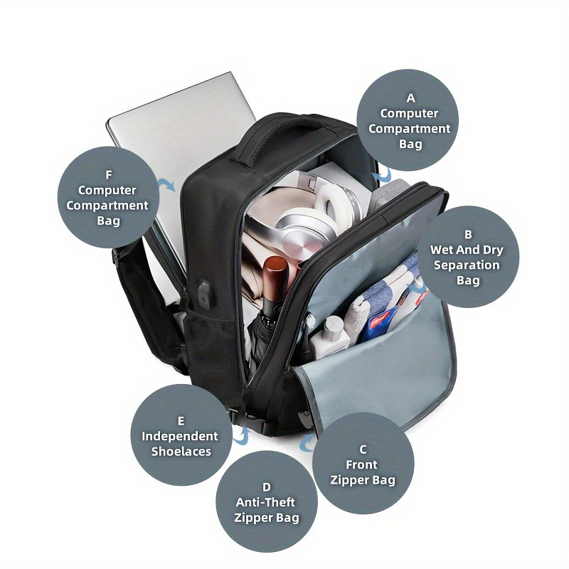 Ship from US Travel Backpack Men Business School Expandable USB Bag Large Capacity 156inch Laptop Waterproof Fashion 250227FBB