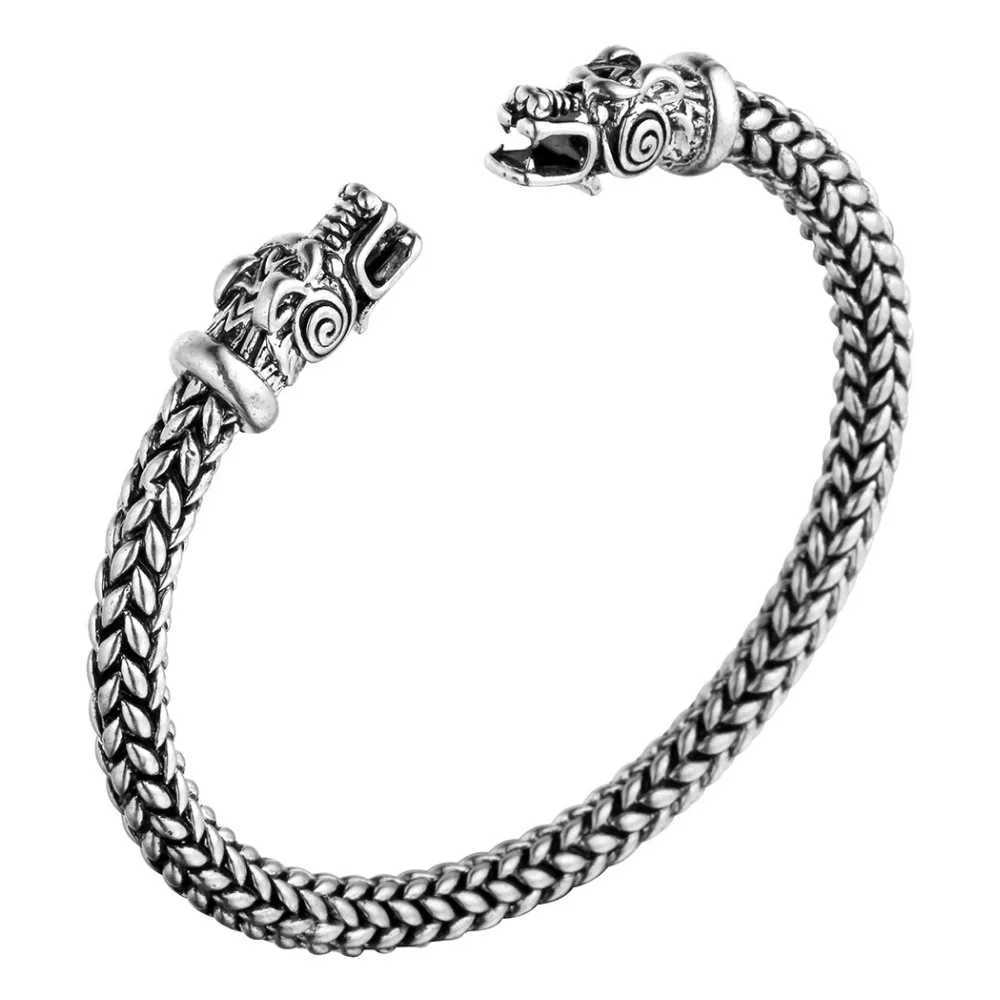 Retro Cuff Wolf Raven Dragon Snake Head Viking Bracelet Men Vikingos Jewelry Bracelet Viking Bangles Women Accories W250227