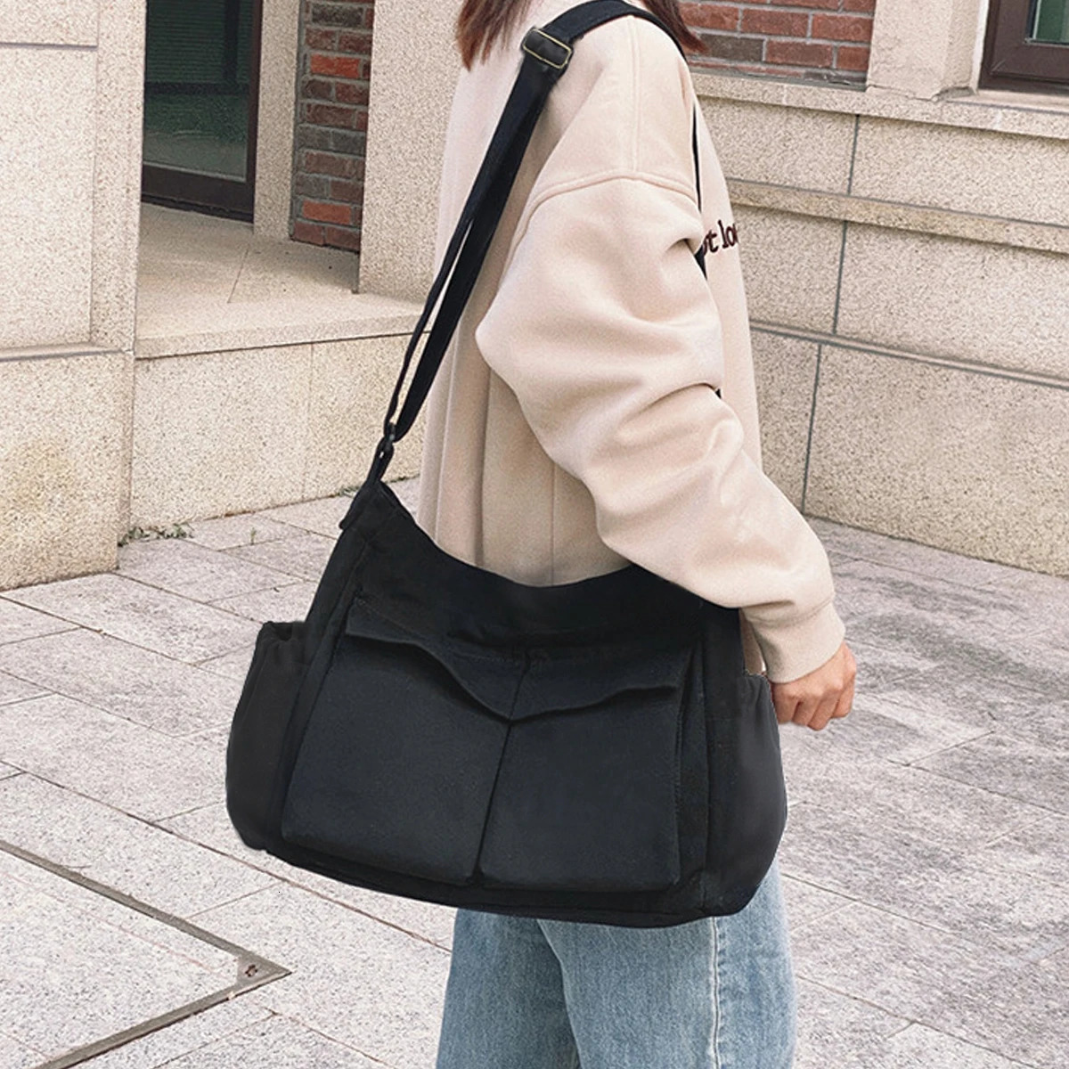 Ship from US Womens Shoulder Bag Vintage Handbag Canvas Teenager Messenger Corssbody Bags Large Capacity Casual Handbags 250227FBB
