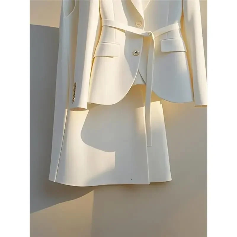 UNXX Autumn Beige Two Pieces Set Chinese Style Pink Office Temperament Short Blazer Tops High Waist Wide Legs Pant Suit Women 250226