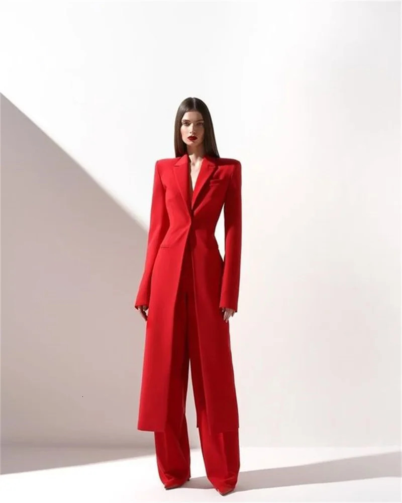 Formal Women Suit Set 2 Piece BlazerPants Long Style Wedding Party Prom Dress One Button Customized 250226