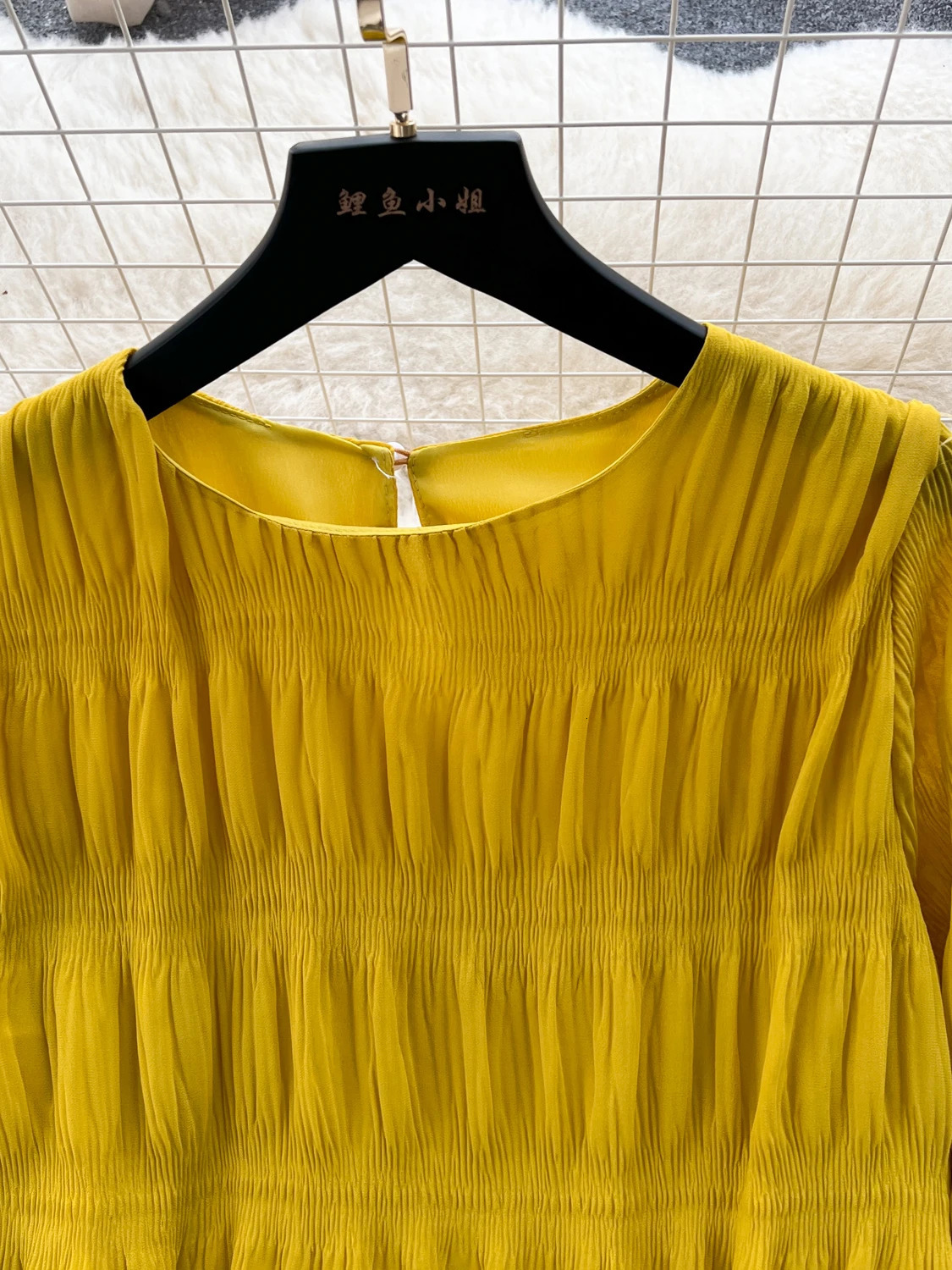 Autumn Vintage Women Draped Loose Midi Dress Elegant Round Collar Puff Long Sleeve Dress Casual Yellow/Burgundy/Green Dress 250226