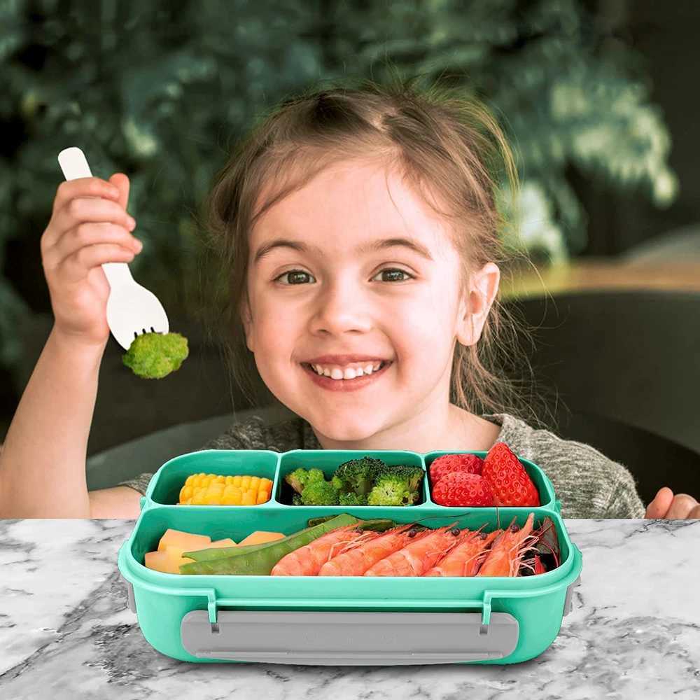 High Quality Bento Box Lunch Box Adult LunchBox Containers For Toddler Kids Adults 1300ml 4 Compartments Fork Leak-Proof Microwave Dishwasher T250227