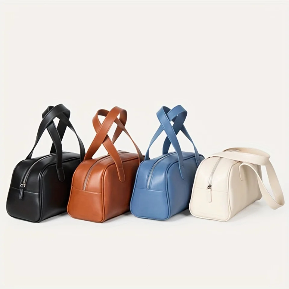 Ship from US Minimalist Solid Color Boston Bag Lightweight AllMatch Satchel Womens Simple 250227FBB