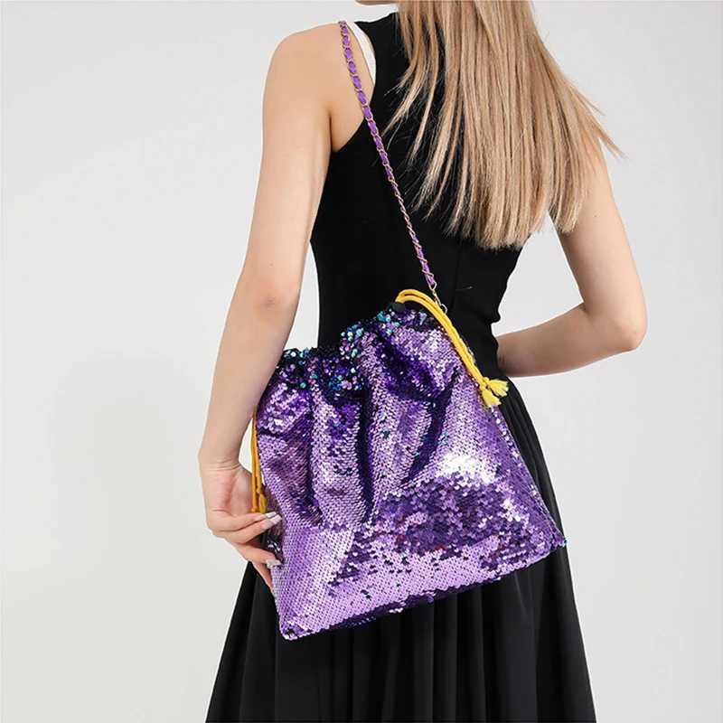 New Arrival Luxurious Evening Bag Bling Sequins Shoulder Bag Women Party Tote Bags Fashion Lady Bucket Handbags Girls Glitter Purses T250227