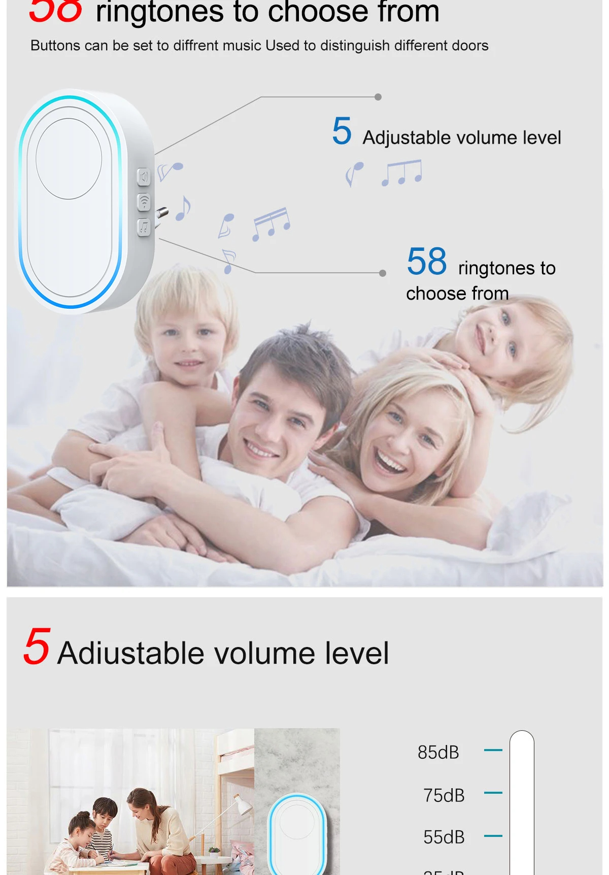 Waterproof Wireless Doorbell Home Welcome Smart Home Door bell 300m Remote Smart Bell Chime EU US Plug Optional
