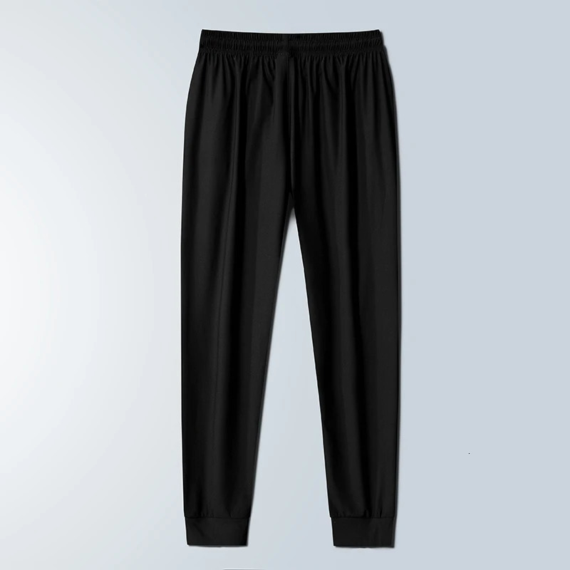 Summer Spring Mens Waist Drawstring Quick Dry High Stretch Solid Color Sports Training Outdoor Long Pants With Zipper Pockets 250227
