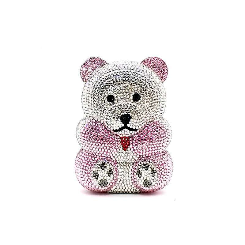 women Hollow Out Bear shape Crystal Clutch Evening Bag Wedding Party tail purse wallet MInaudiere Handbag shoulder bag gifts
