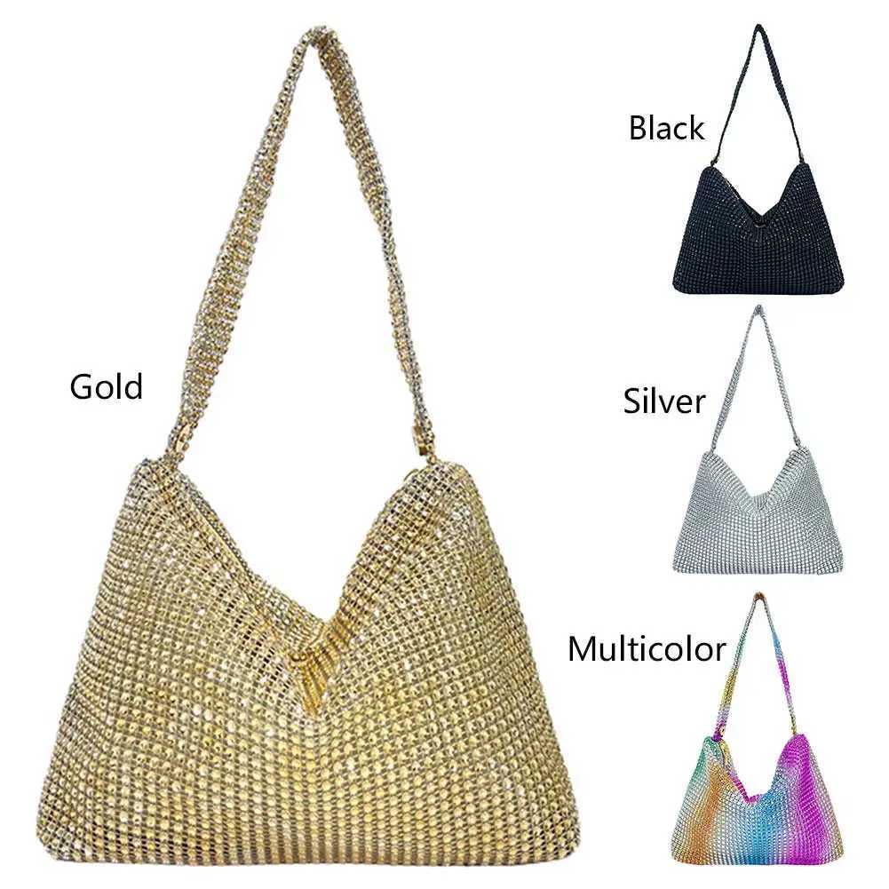 Glitter Evening Dinner Cluh Bag Elegant Women Lady Party Cocktail Wedding Bag Rhine Decorated Large Capacity Underarm BagXJ250227