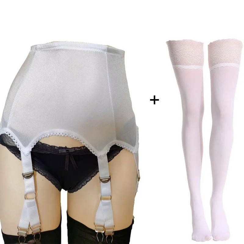 Vintage Suspender Belt Sexy Women Garter Belt with Lace Stockings Retro High Waist Suspender 6 Straps 12 Claws Lingerie Set 250227