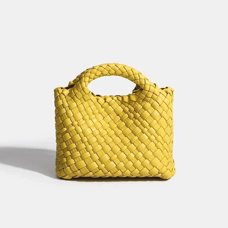 Women's Bags Clutch evening female Bucket woven Tote PU woman on sale medium size Hand knitting Ribbon Chain bag