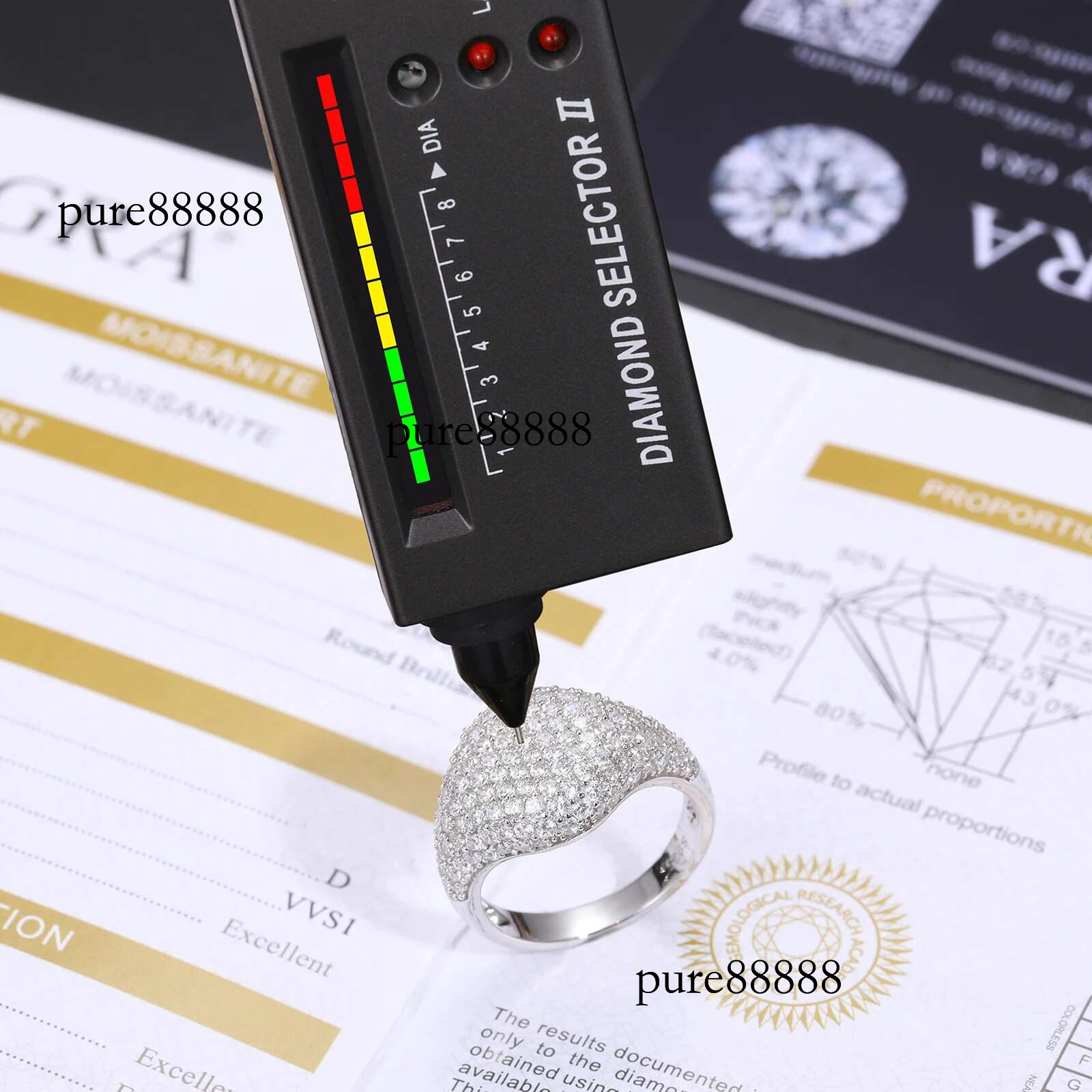 Classic Ring Sier For Women Moissanite VVS1 D Color With Gra Certificate Pass Dia Tester