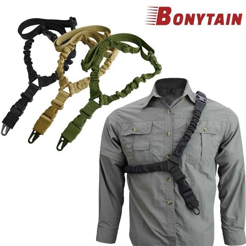 Tactical Sing Point Gun Sling Shoulder Strap Rif Rope Belt with Metal Buck Shot Gun Ar15 Hunting Accories Mol Gear W250227