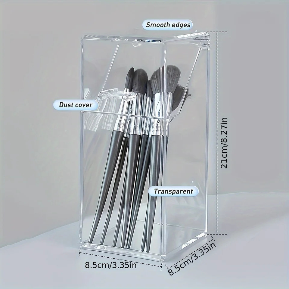 Ship from US Desktop Bucket Makeup Brush With Lid Pen Holder Cosmetic Dustproof Box Ring box Make up bag Shower organizer Organize 250227FBB