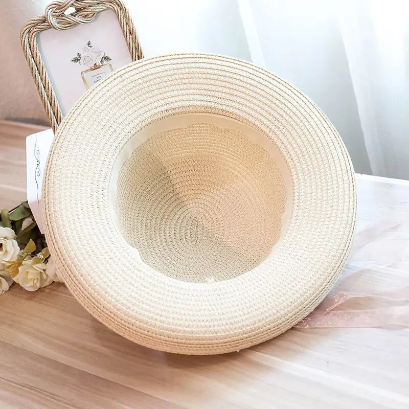 MAERSHEI Summer Straw Hat Handmade Flower Womens Garland Sunbonnet Bucket Hat Roll-up Hem Beach Cap Sun Hat For Girls 250218