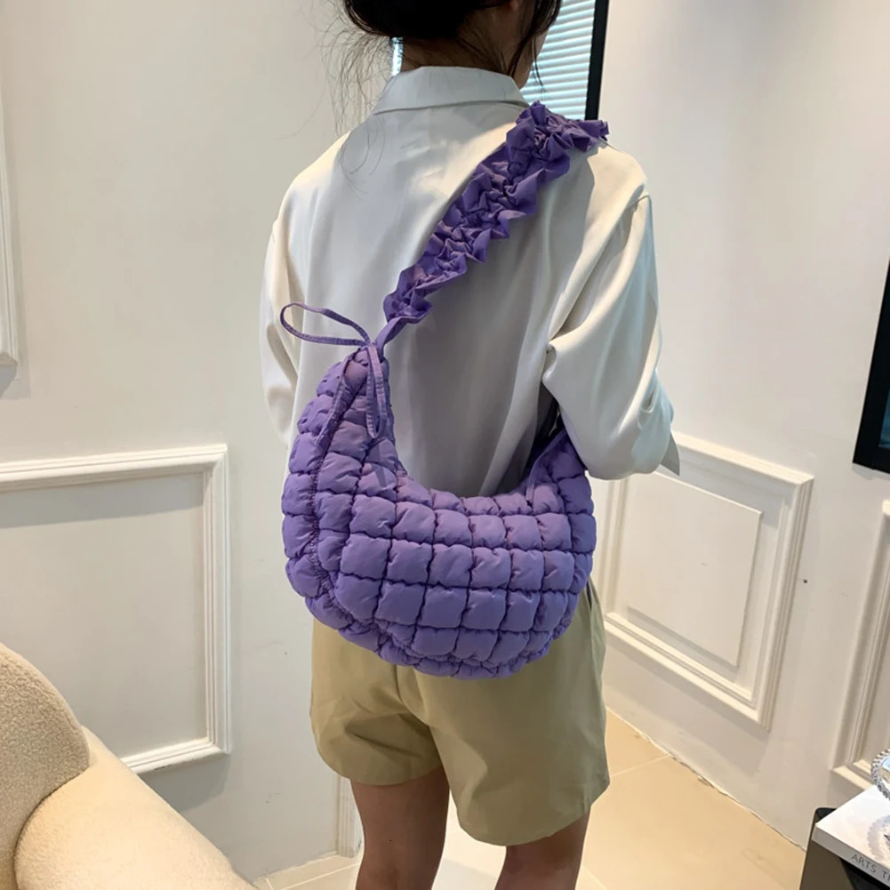 Ship from US Fashion Women Underarm ner Bag Creative Quilted Padded Crossbody Bags Adjustable Shoulder Strap Bubble Cloud 250227FBB