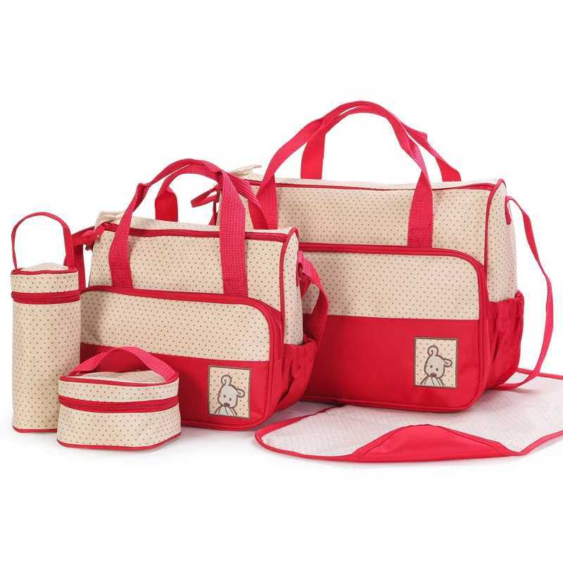 Diaper Bags 5pcs/set Multi-functionalBaby Diaper Bag Suits For Mom Baby Bottle Holder Mother Mummy Stroller Maternity Nappy Bags Sets Y2502278VDU