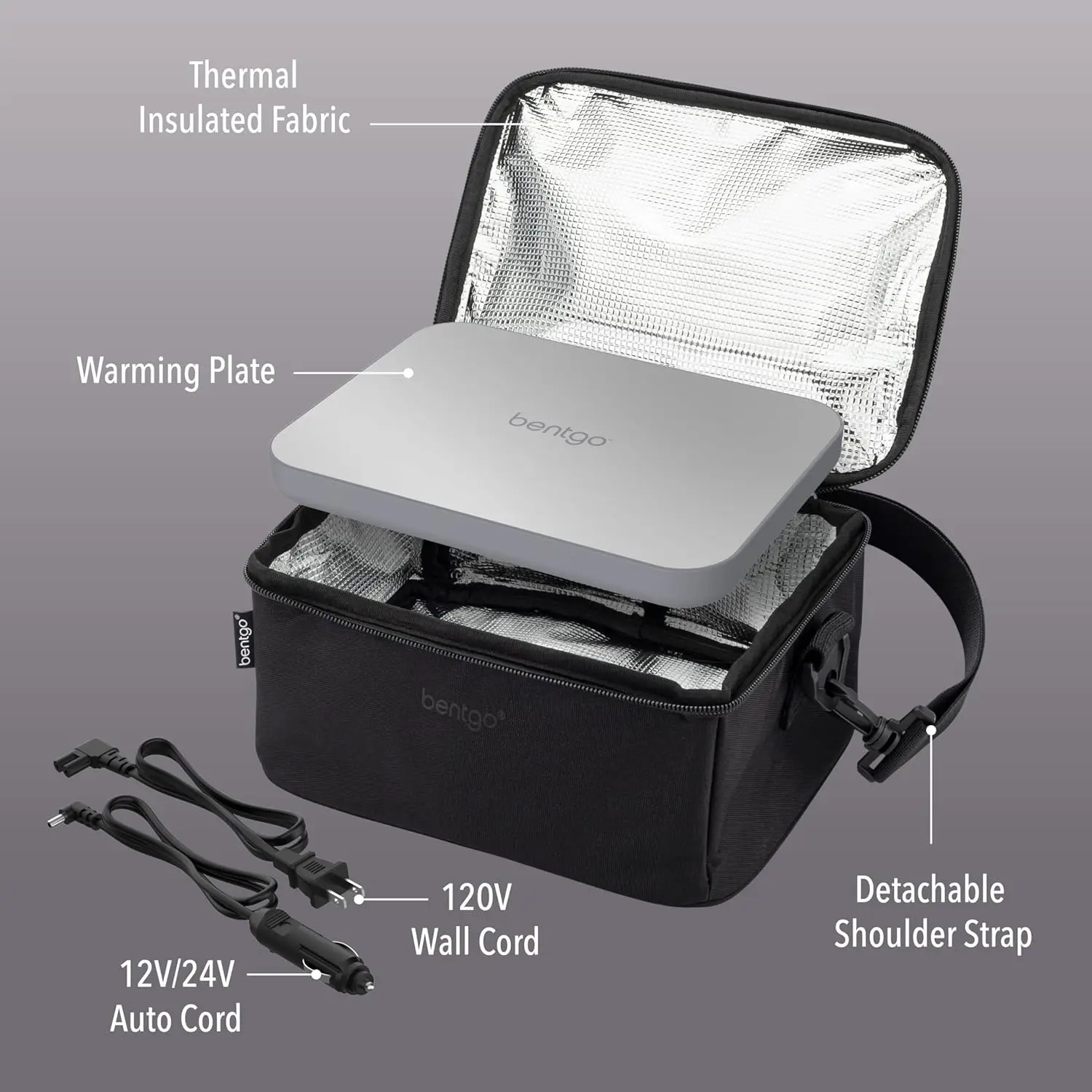 Ship from US Bentgo Heat Electric Lunch Bag Food Warmer For Reheating Meals In Car At Work More Heated Box Adults 250227FBB