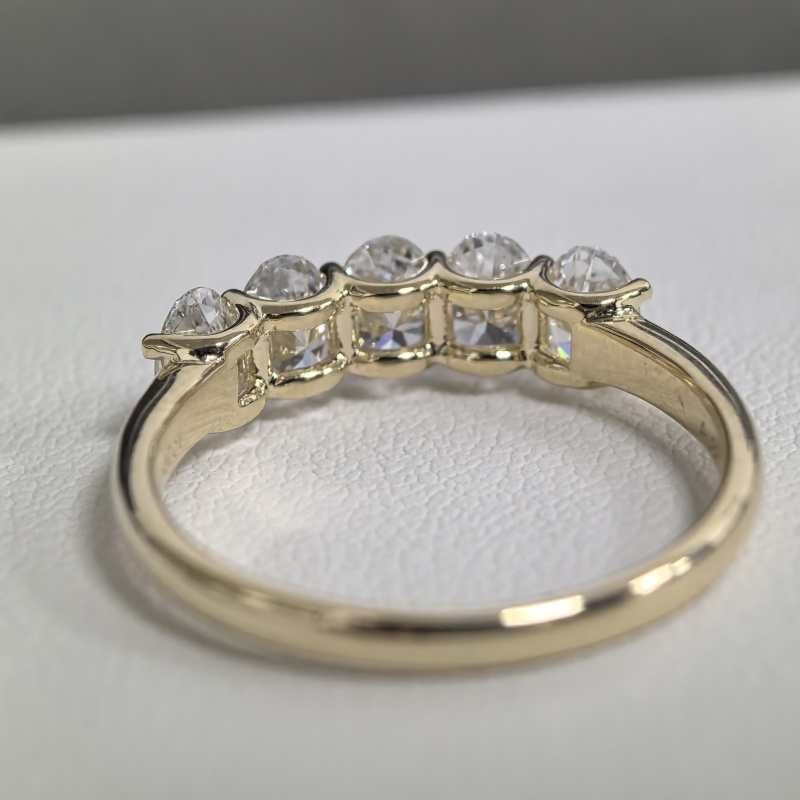14K Yellow Solid Gold 5 Oval Cut Lab Grown Diamond Eternity Ring 5.3*3.8mm Oval CVD Diamond Fashion Womens Wedding Gold Ring