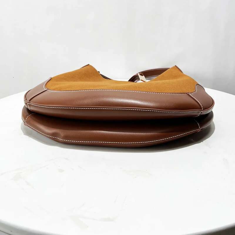 Faux Suede Splicing Large Capacity Shoulder Bags For Women Designer Handbag Purses 2024 New In Vintage Saddle Crossbody
