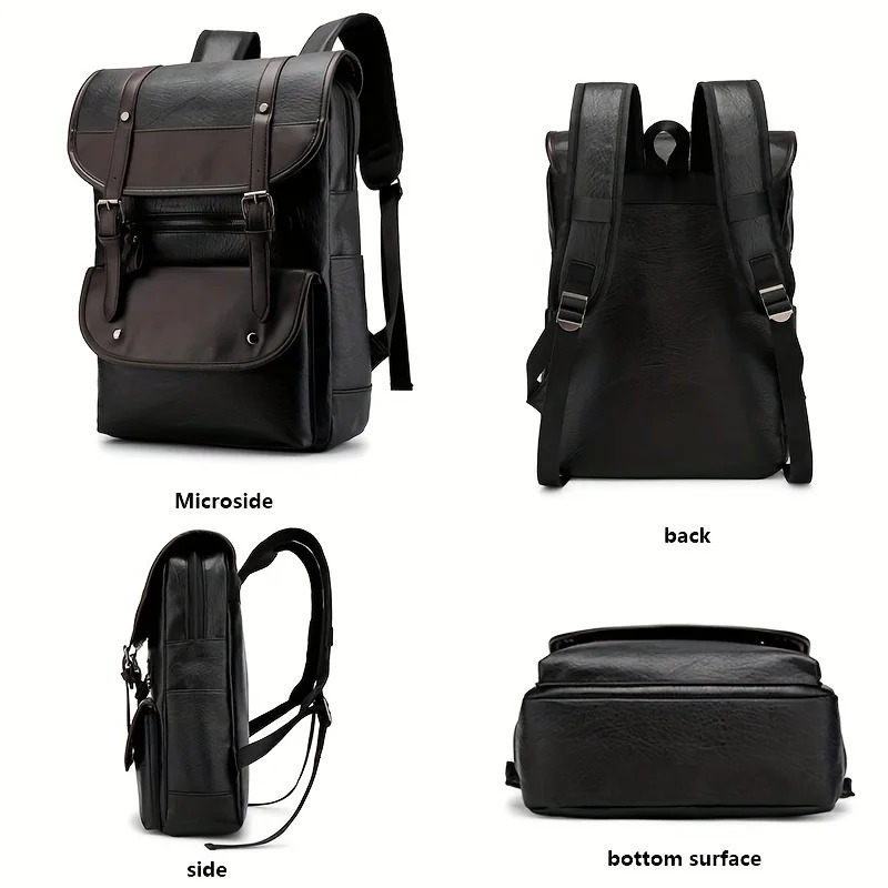 Ship from US ExtraLarge Capacity Mens PU Casual Backpack Waterproof Multifunctional and Durable Outdoor Travel Leisure Activities 250227FBB