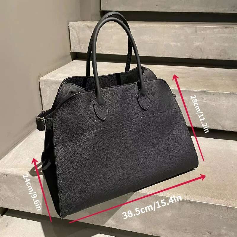 Design Handbag Leather High-Capacity Commuting Bag, Fashionable Cowhide Briefcase Tote Travel Bag