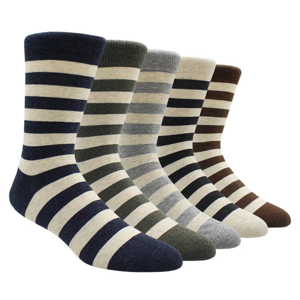 Size 4148 Casual Fashion Cotton Fun Long Mens Socks Comparison Colors Rainbow Large Striped 250227