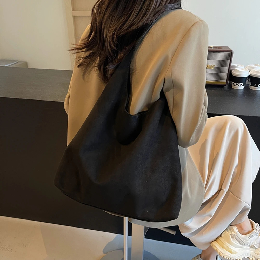 Ship from US Women Suede Bucket Bag Ladies Large Capacity Retro Handbag Trendy with Pocket Shoulder for Girls Work Travel Shopping 250227FBB