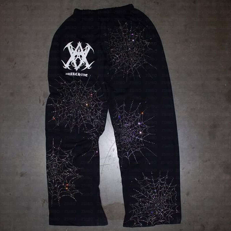 2025 Spring Dark Gothic Hip Hop Harajuku Complex Hot Diamond Zipper Men's and Women's Loose Hoodie