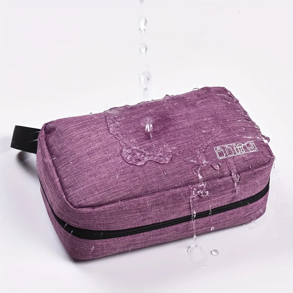 Ship from US Polyester 300D Cationic Bathroom Hanging Toiletry Bag Makeup Cosmetic For Woman And Man Large Capacity PVC Waterproof P 250227FBB