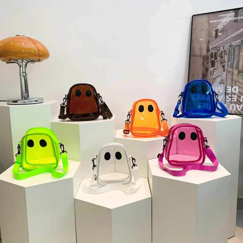 PVC Transparent Shoulder Bags Halloween Ghost Clear Crossbody Bag Candy Color Reusable Messenger Bag For Women 250221