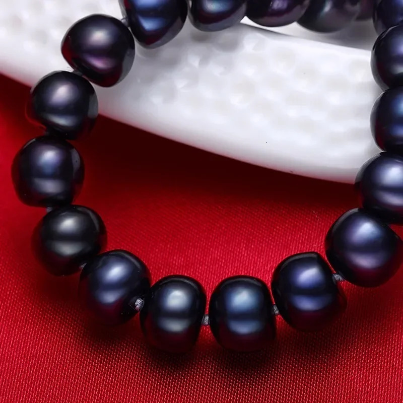 Women Natural Freshwater Pearls Jewelry Necklace 925 Sterling Silver Necklace 7-10mm Black Beads Preal Jewelry Life Tree Buckle 250222
