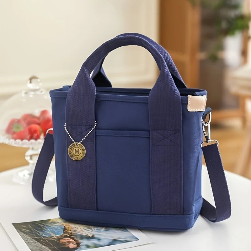 Ship from US Womens Fashion Canvas Handbag Fashionable Multi Pocket Suitable for Daily Use Perfect Lunch Bag with Comfortable Crossstraps 250227FBB