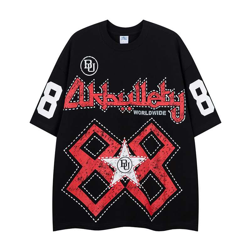 Designer 2025 Personalized Design Printed Loose Short Sleeved Men's T-shirt Ins Trendy Brand Fashionable Casual Versatile Top