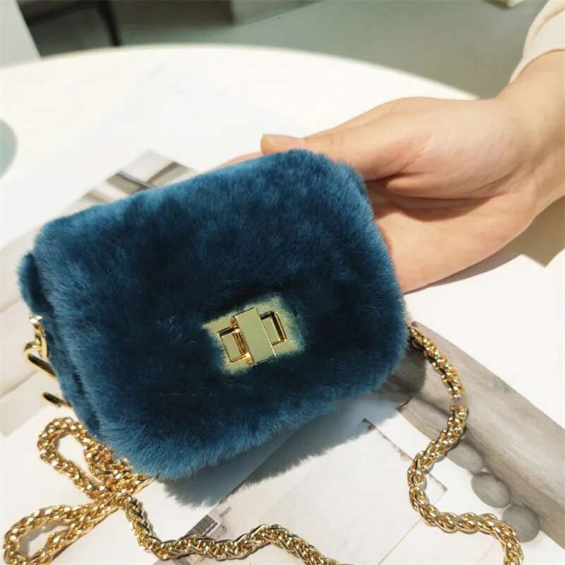 Fur Real Wool One Shoulder Bag Brand Designer Furry Mouth Red Envelope Women's Winter Handbag