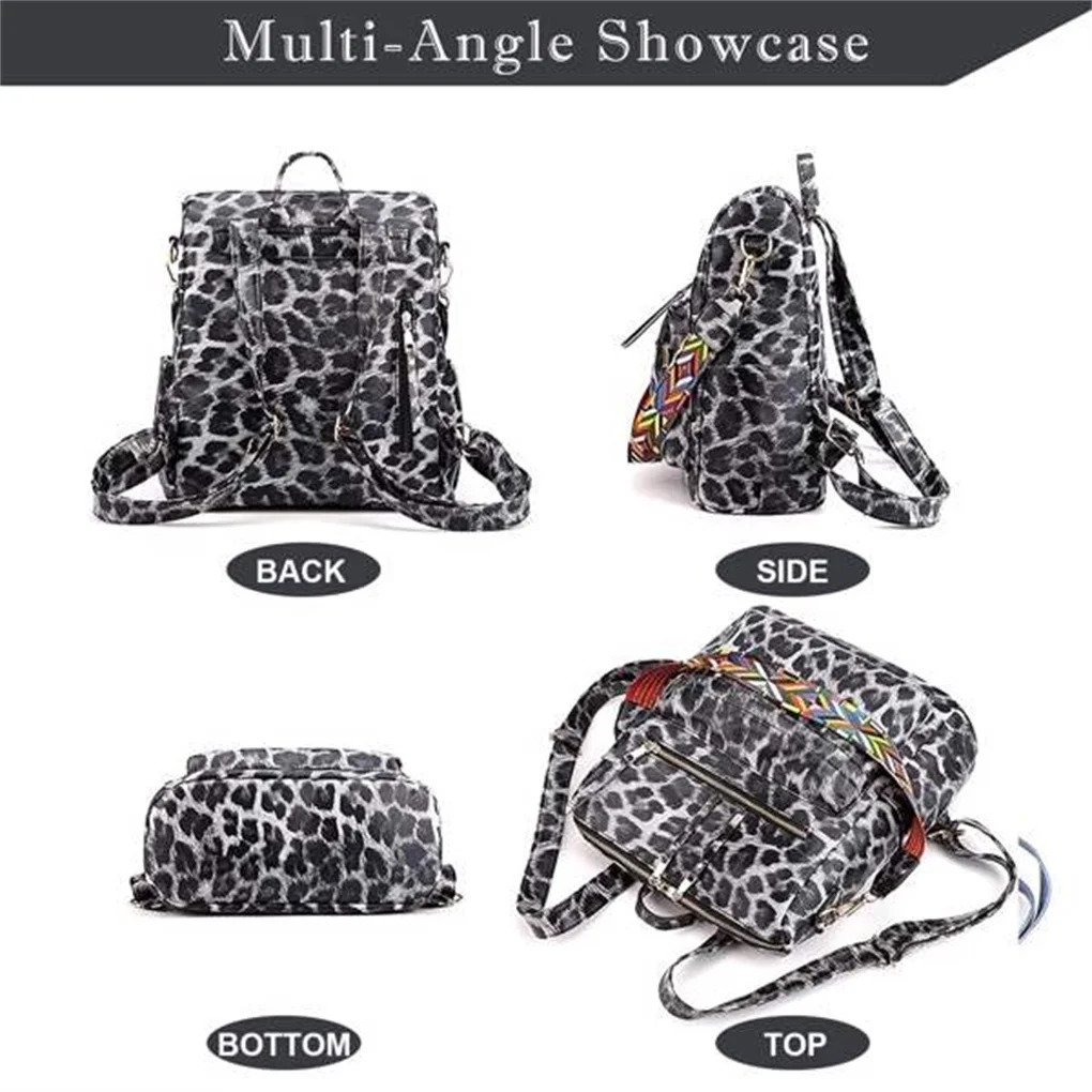 Ship from US Leather Leopard Print Backpack Purse for Women Fashion Multipurpose n Satchel Handbags Shoulder Bag Travel bag 250227FBB