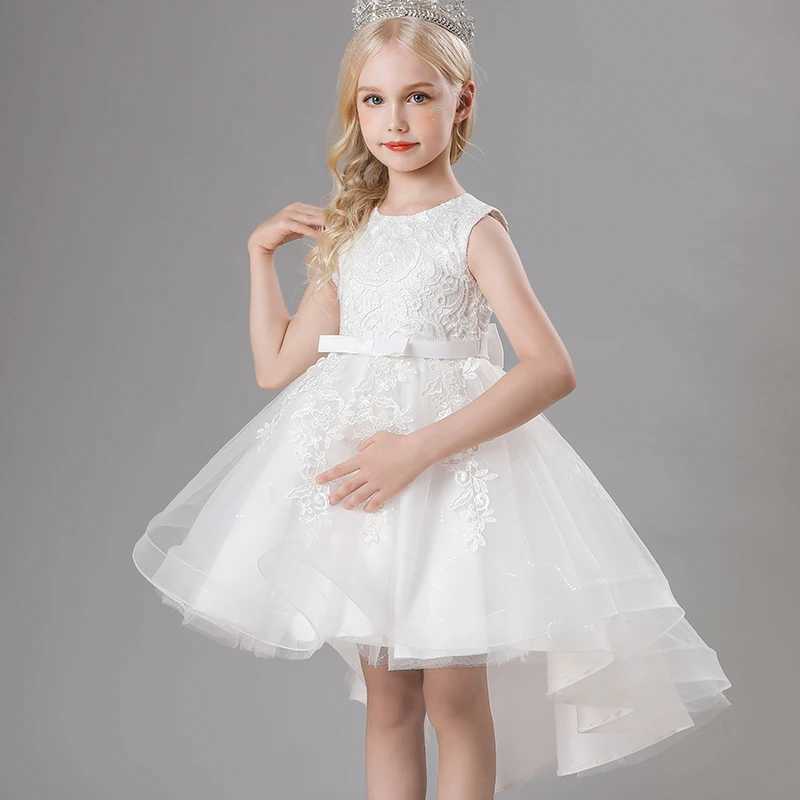Girl's Dresses Girls Princess dress Birthday Party Piano costume Summer style Lace Sweep train Dress Y250227URTT