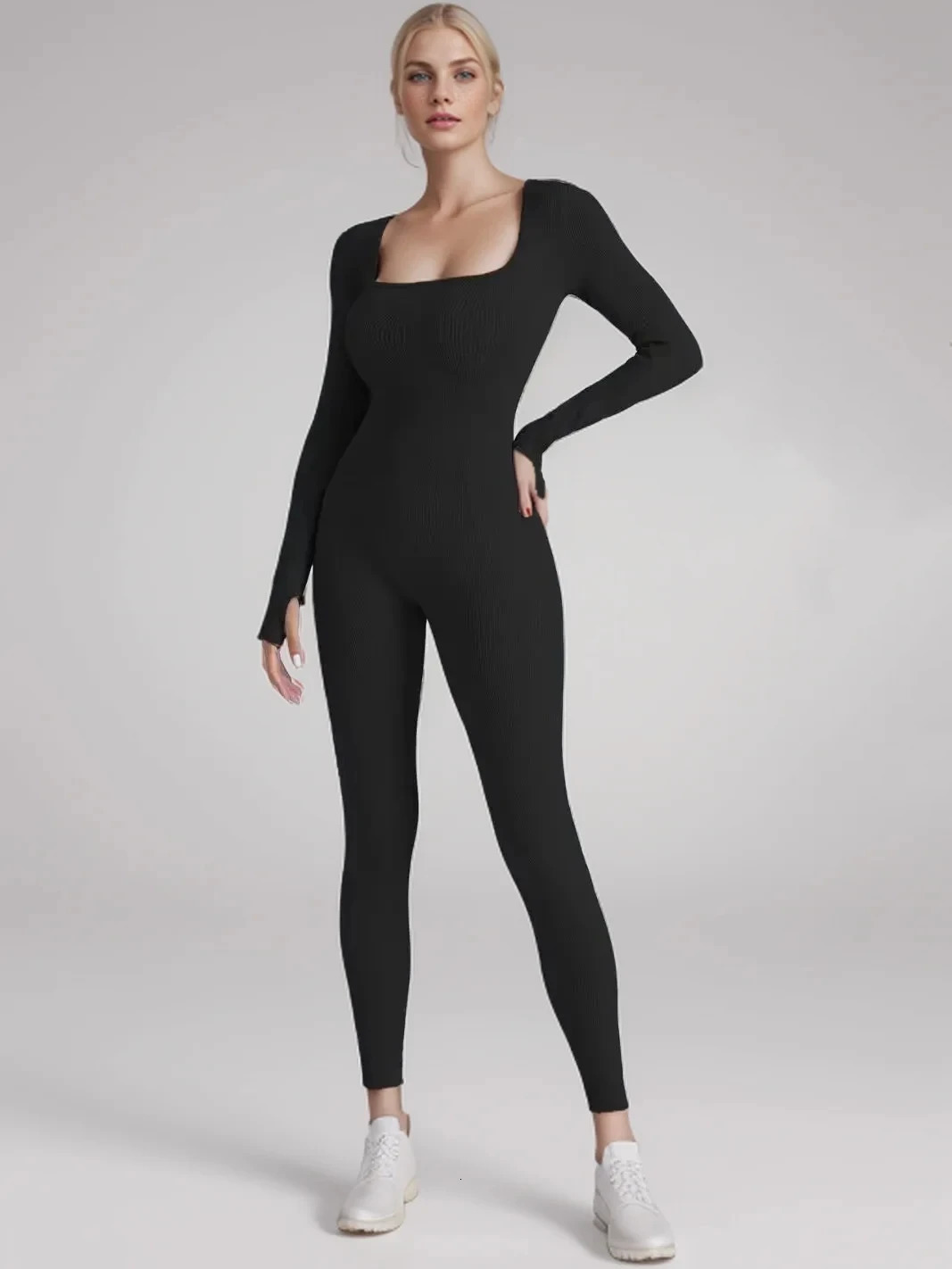 Threaded Fabric High Quality Women Jumpsuits Long Sleeve Shapewear Hip Lift Yoga Exercise One Piece Jumpsuit With Long Pants 250224CJ