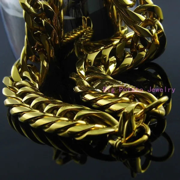 Heavy 16/20mm Gold Color Cuban Curb Link Chain Stainless Steel Necklace Mens Gift Custom Size 7-40inch 250227
